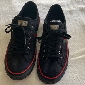 Gucci Men’s Tennis 1977 Off the Grid Low Black Red Green Stripe Auth Size 11